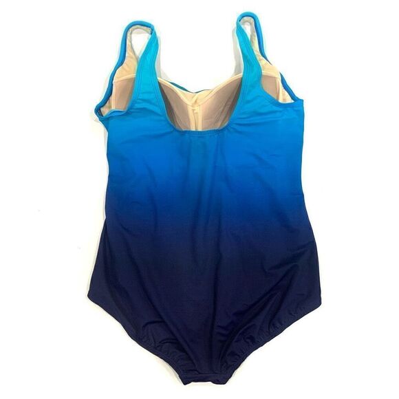 LANDS’ END Blue Ombré One Piece Swimsuit - Picture 2 of 8